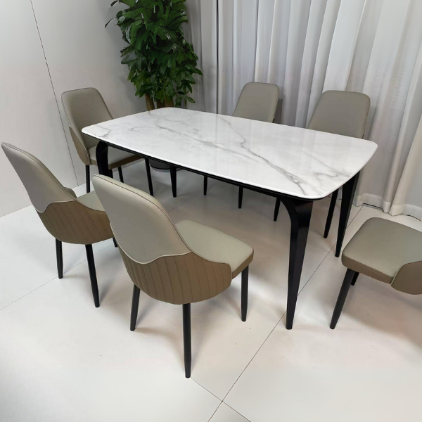 ชุดโต๊ะอาหาร 6 ที่นั่ง WISDOM DESIGN FURNITURE รุ่น JACINE 160 ซม. สีขาว_2